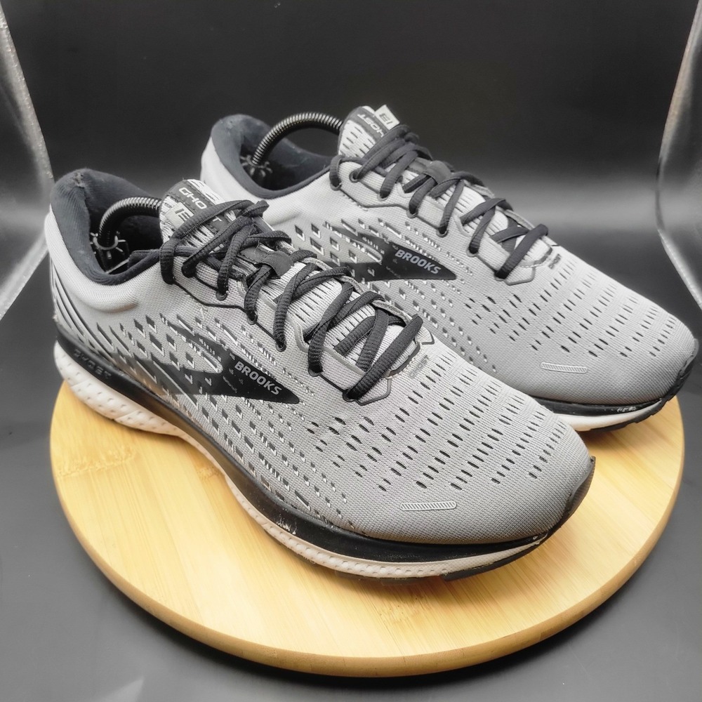 Brooks Ghost 13 Mens Running Shoes Grey Black 1103482E040 Wide 2E Size 10.5